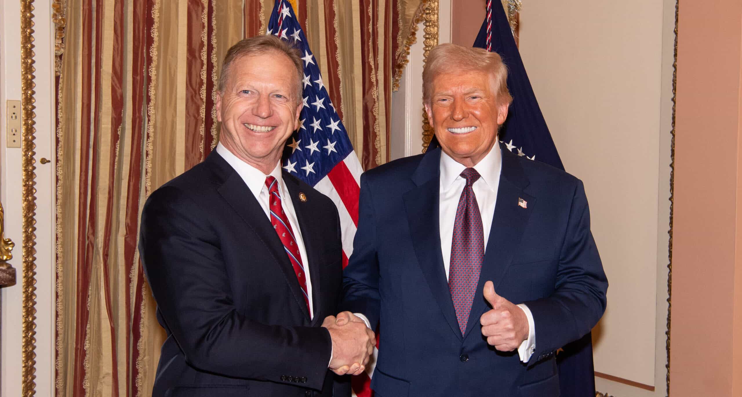 Kevin Hern with President Donald Trump at a formal event.
