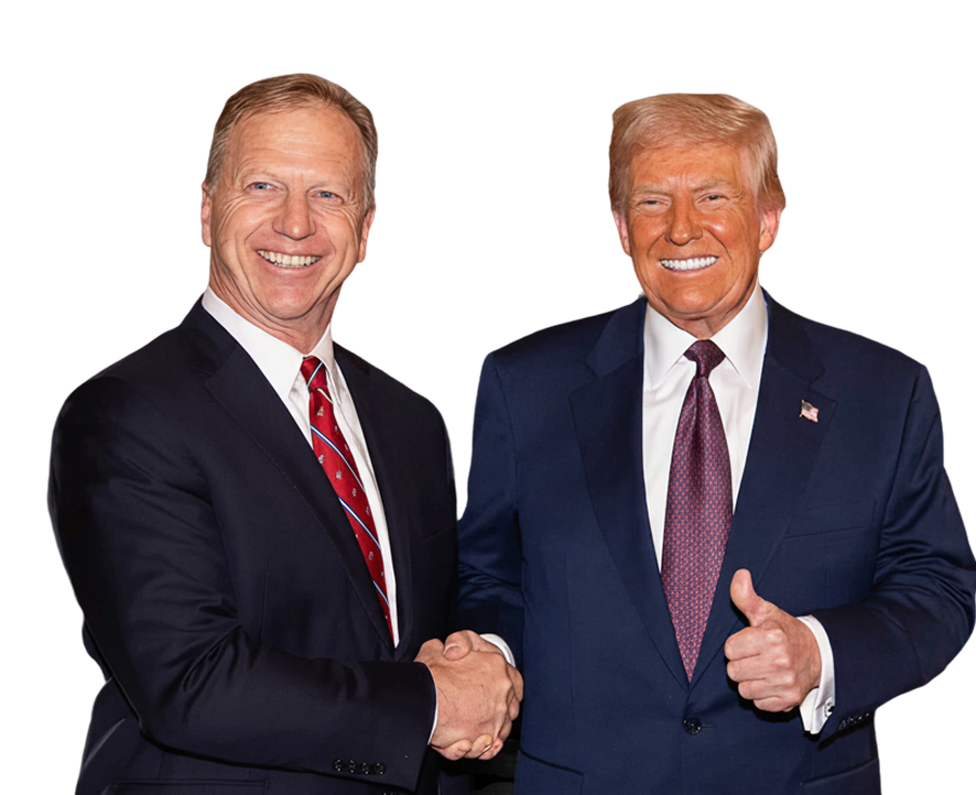 Trump and Hern shaking hands and a thumbs up
